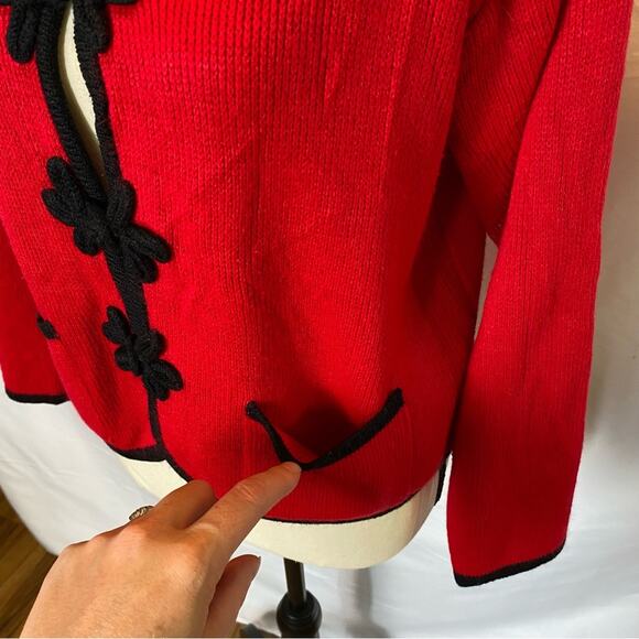 Tally Ho Creation Womens Cardigan Sweater Medium Red Vintage Button Holiday - Picture 3 of 9